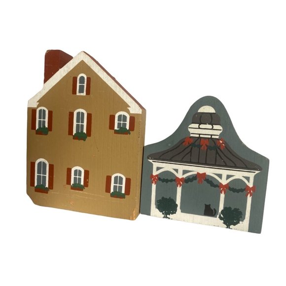 Cats Meow Village Antique signed  1989 School Clothiers Town Hall Cherry Tree In - Picture 9 of 14